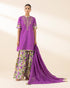 Unstitched Women's Purple Textured Lawn 3 Piece Suit